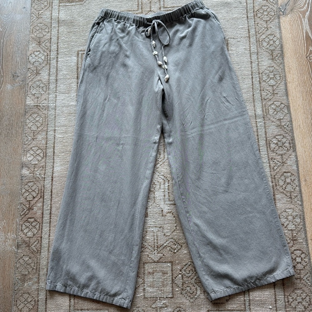 Zara Linen Drawstring Seashell Pants Size Small